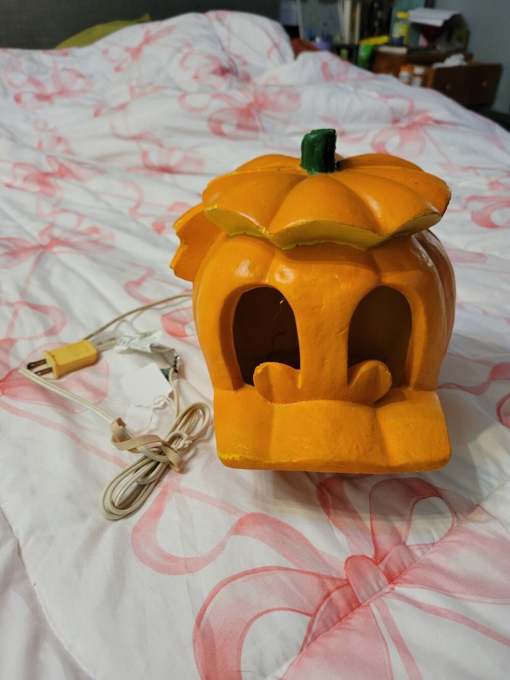 Vintage Donald Duck Disney Trendmasters Jack O Lantern Halloween Pumpkin Light